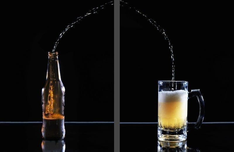 Diptychon mit einer Bierflasche und einem Bierglas