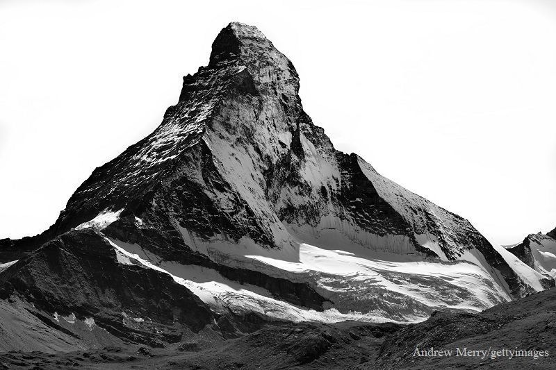 Schwarzweiß Foto Bergmassiv