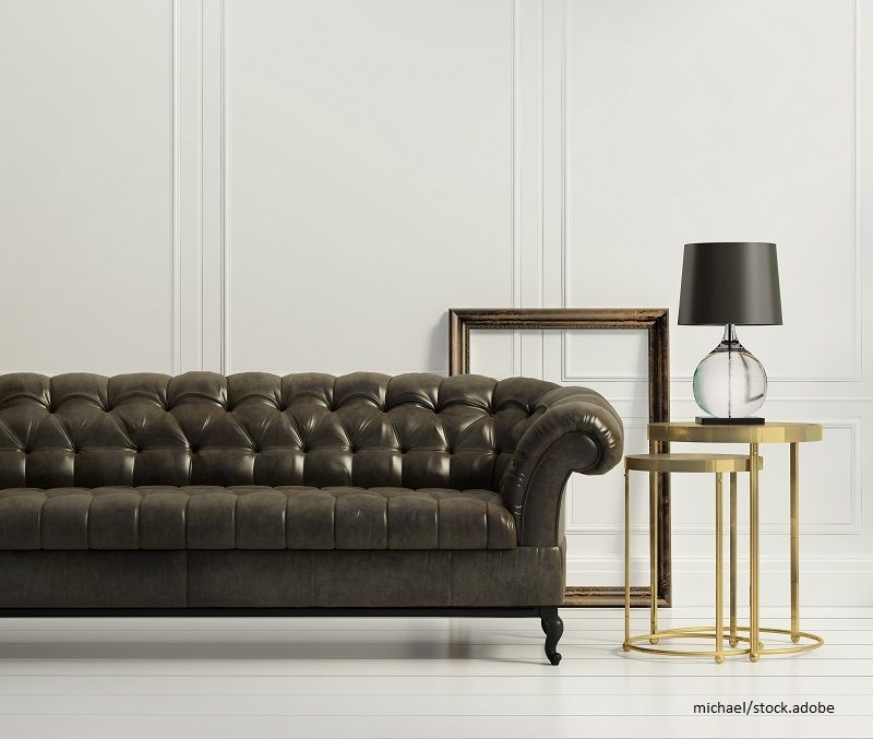 Sofa Leder im Art Deco Stil